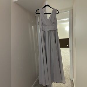 Lulu's Soft Light Gray Sleeveless V-Neck Maxi Dress